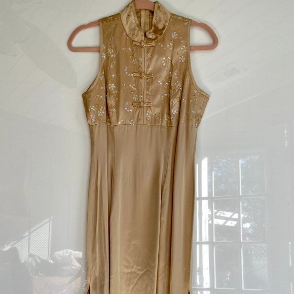 Silk style Cheongsam style full length Dress - Picture 1 of 6